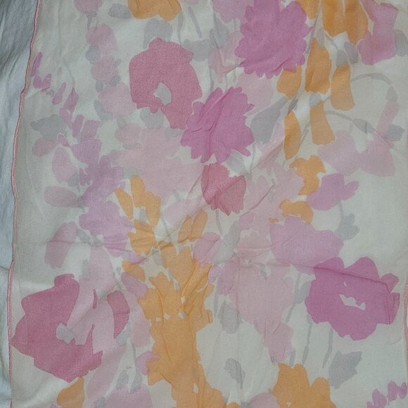 Sheer Silk light-as-air Floral Spring/Summer Scarf, 38" x 14" - Picture 2 of 4